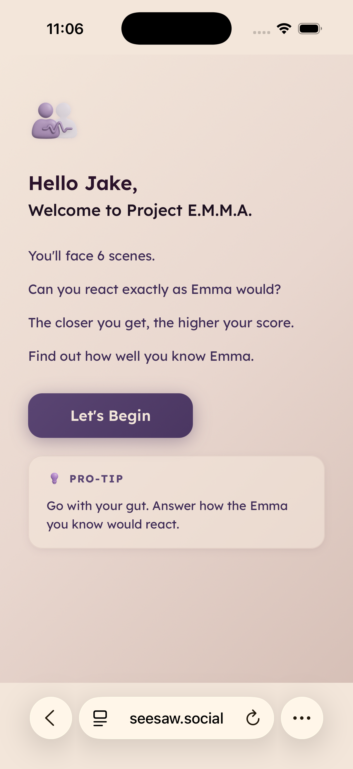 Web link screen